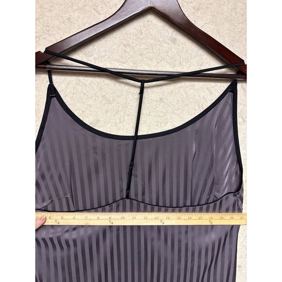 Auden Women's Sleep Lounge Shirt Deep Purple Stripe T-Back Satin Plus 1X NEW - Picture 4 of 8